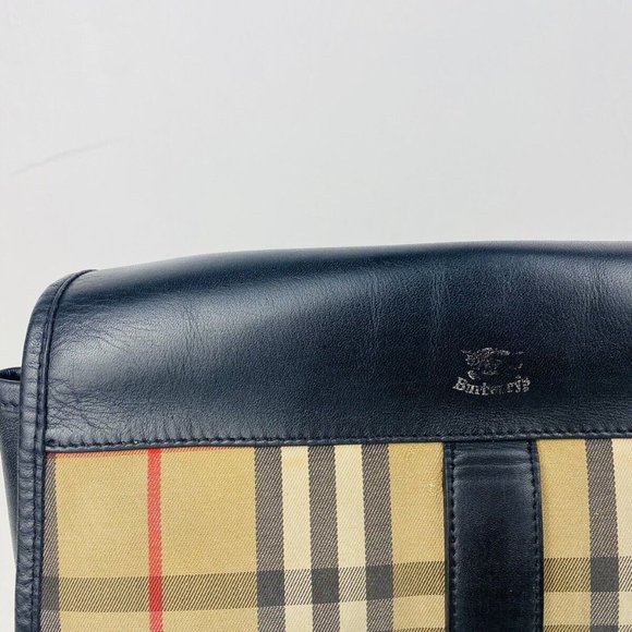 Burberry Vintage Beige and Black Nova Check Leather Logo Shoulder Handbag - Picture 2 of 12